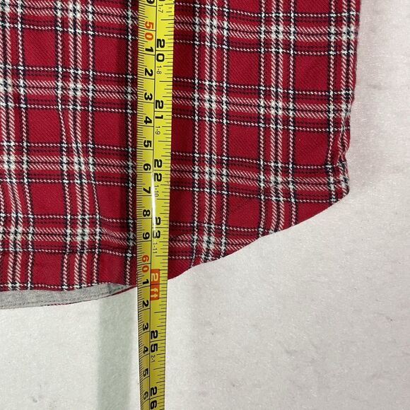 VTG Tommy Hilfiger Shacket Men’s M Red Lined Flannel Heavy Button Up Shirt Y2K - Picture 8 of 9